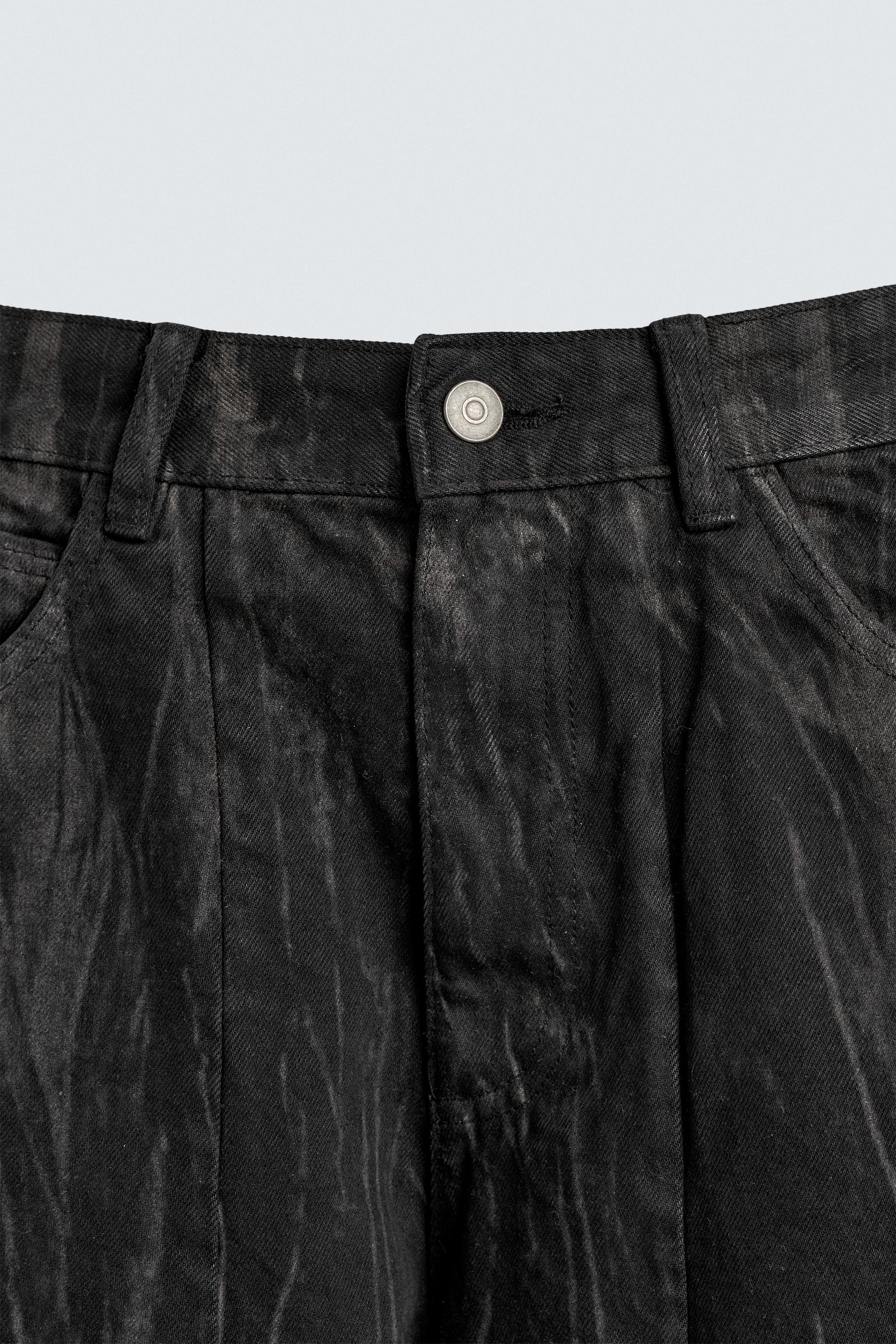 WASHED PRINT DENIM JORTS